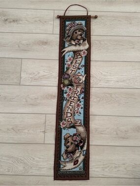 Vintage Boyds Bears Best Friends Afternoon Tea Tapestry Wall Hanging Decor